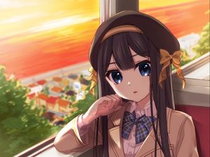 Preview wallpaper girl, glance, train, anime, art