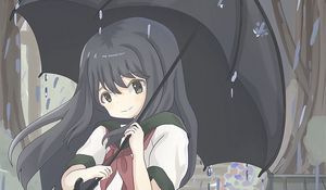 Preview wallpaper girl, glance, umbrella, rain, anime, art