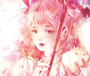 Preview wallpaper girl, glance, umbrella, anime, art, pink