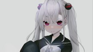 Preview wallpaper girl, glance, uniform, anime, art, white