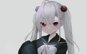 Preview wallpaper girl, glance, uniform, anime, art, white