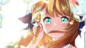 Preview wallpaper girl, glance, water, drops, anime, art