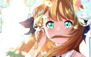 Preview wallpaper girl, glance, water, drops, anime, art