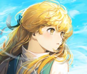 Preview wallpaper girl, glance, wind, anime, art