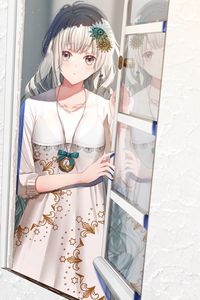 Preview wallpaper girl, glance, window, anime, art