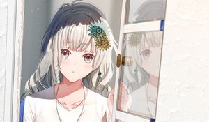 Preview wallpaper girl, glance, window, anime, art