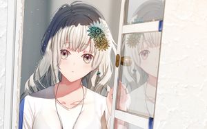 Preview wallpaper girl, glance, window, anime, art
