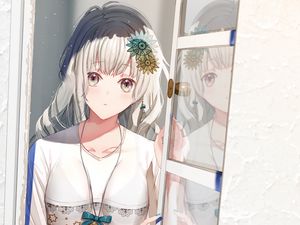Preview wallpaper girl, glance, window, anime, art