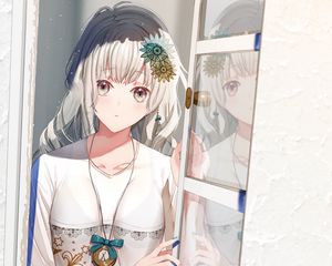 Preview wallpaper girl, glance, window, anime, art