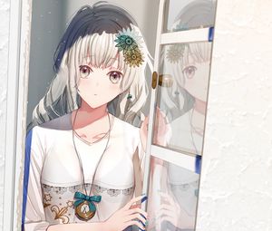 Preview wallpaper girl, glance, window, anime, art