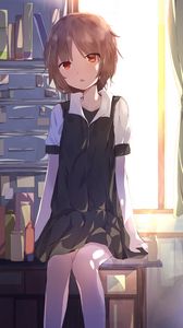 Preview wallpaper girl, glance, window, anime
