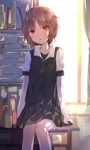 Preview wallpaper girl, glance, window, anime