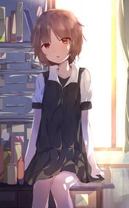 Preview wallpaper girl, glance, window, anime