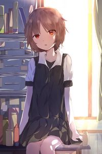 Preview wallpaper girl, glance, window, anime