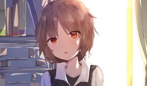 Preview wallpaper girl, glance, window, anime