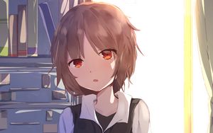 Preview wallpaper girl, glance, window, anime