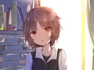 Preview wallpaper girl, glance, window, anime