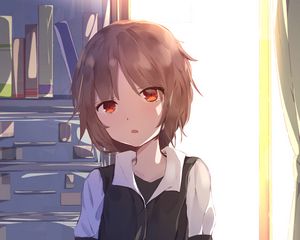 Preview wallpaper girl, glance, window, anime