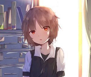 Preview wallpaper girl, glance, window, anime