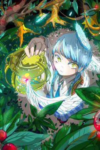 Preview wallpaper girl, glance, wings, fantasy, anime, art, cartoon