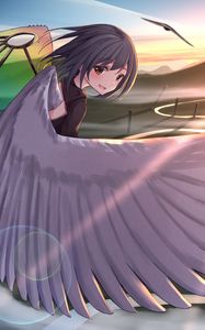 Preview wallpaper girl, glance, wings, angel, anime