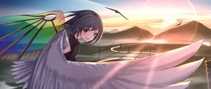 Preview wallpaper girl, glance, wings, angel, anime