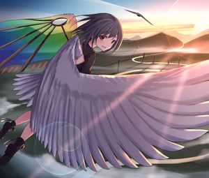 Preview wallpaper girl, glance, wings, angel, anime
