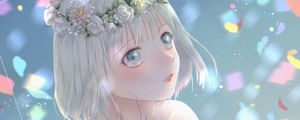 Preview wallpaper girl, glance, wreath, bride, anime