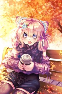 Preview wallpaper girl, glass, style, autumn, anime