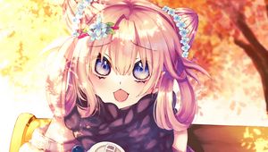 Preview wallpaper girl, glass, style, autumn, anime