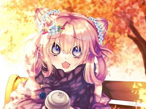 Preview wallpaper girl, glass, style, autumn, anime