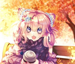 Preview wallpaper girl, glass, style, autumn, anime