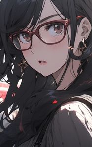 Preview wallpaper girl, glasses, anime, people, street