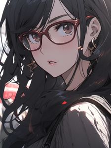 Preview wallpaper girl, glasses, anime, people, street