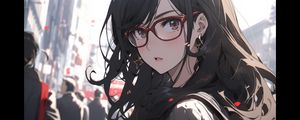 Preview wallpaper girl, glasses, anime, people, street