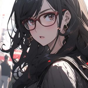 Preview wallpaper girl, glasses, anime, people, street