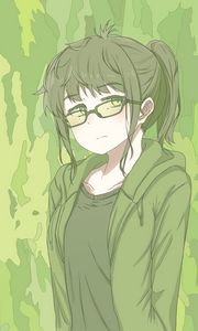 Preview wallpaper girl, glasses, anime, art, cartoon, green
