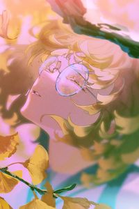 Preview wallpaper girl, glasses, autumn, anime