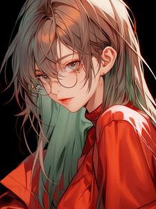 Preview wallpaper girl, glasses, blouse, art, anime