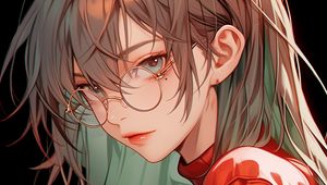 Preview wallpaper girl, glasses, blouse, art, anime