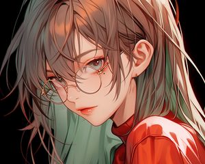 Preview wallpaper girl, glasses, blouse, art, anime