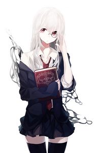 Preview wallpaper girl, glasses, book, anime