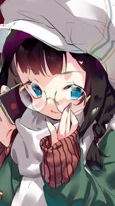 Preview wallpaper girl, glasses, cap, anime