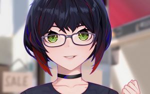 Preview wallpaper girl, glasses, choker, anime, art