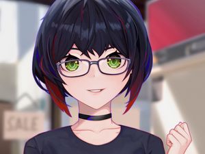 Preview wallpaper girl, glasses, choker, anime, art