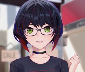 Preview wallpaper girl, glasses, choker, anime, art