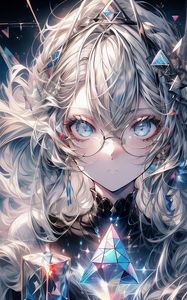 Preview wallpaper girl, glasses, crystals, jewelry, anime, art