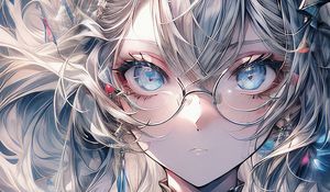 Preview wallpaper girl, glasses, crystals, jewelry, anime, art