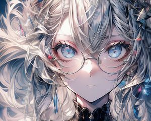 Preview wallpaper girl, glasses, crystals, jewelry, anime, art
