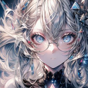 Preview wallpaper girl, glasses, crystals, jewelry, anime, art